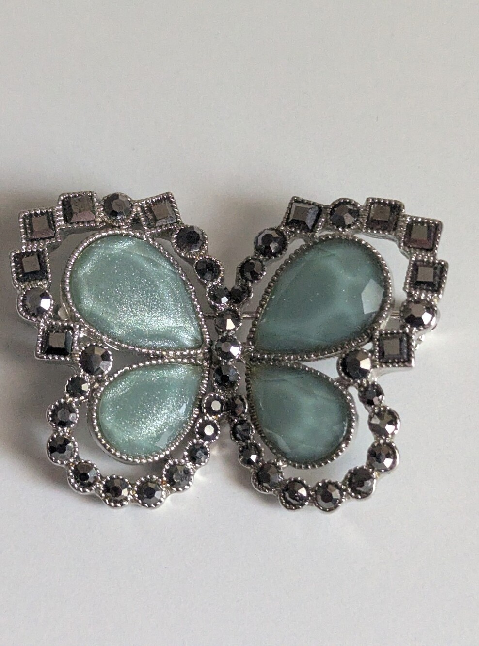 Liz Claiborne Silver-Tone Butterfly Brooch with Mint Green Stones
